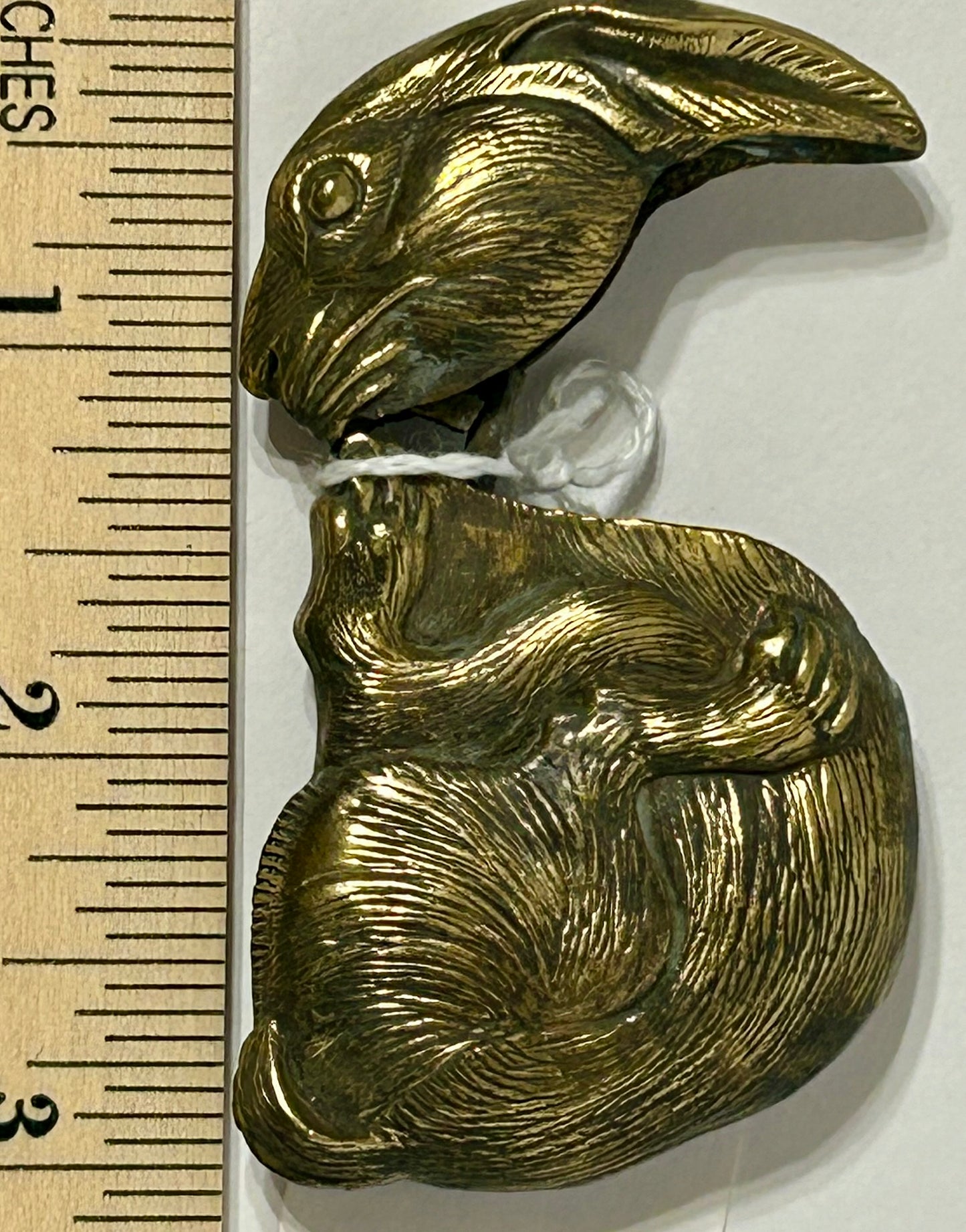 ANTIQUE FIGURAL RABBIT BRONZE MATCH SAFE