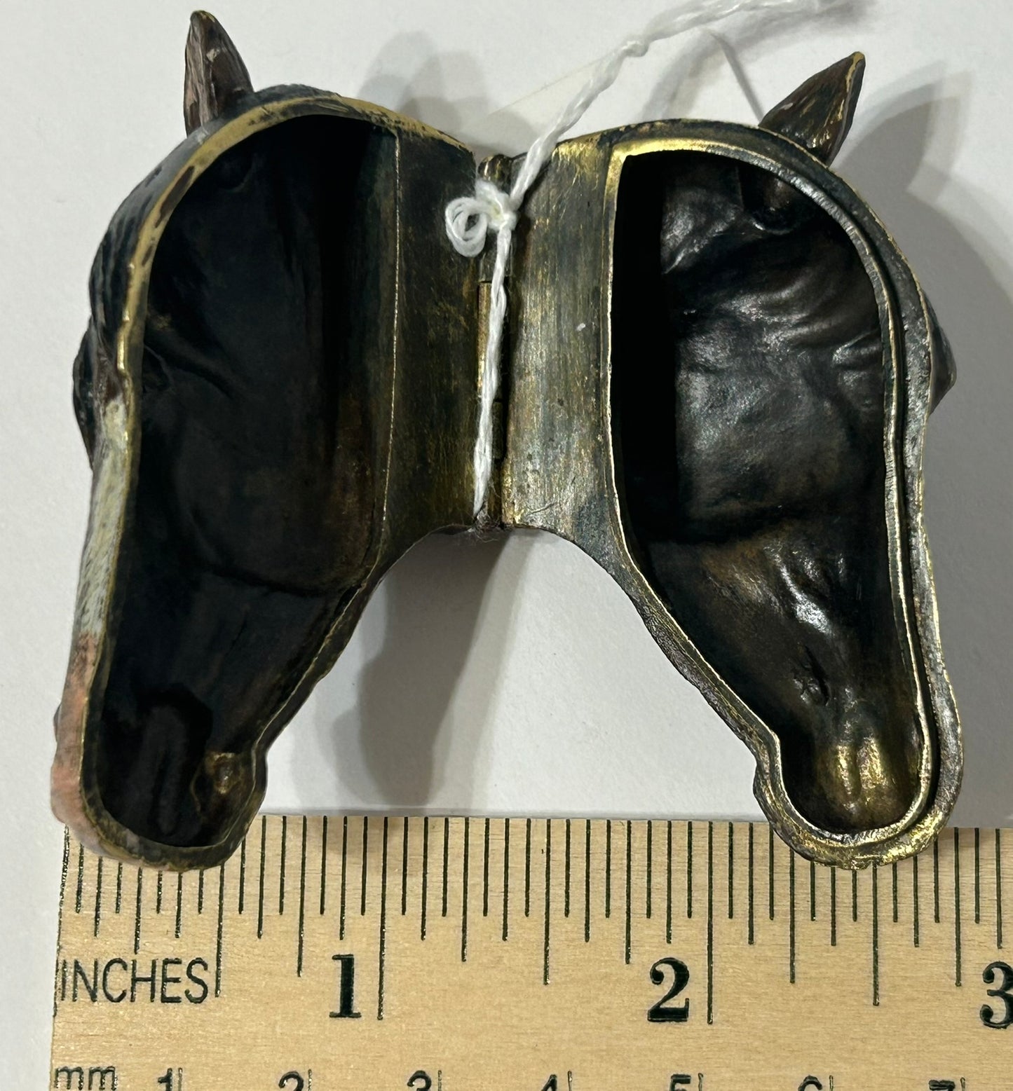 ANTIQUE MATCH SAFE WITH FIGURAL HORSE HEAD