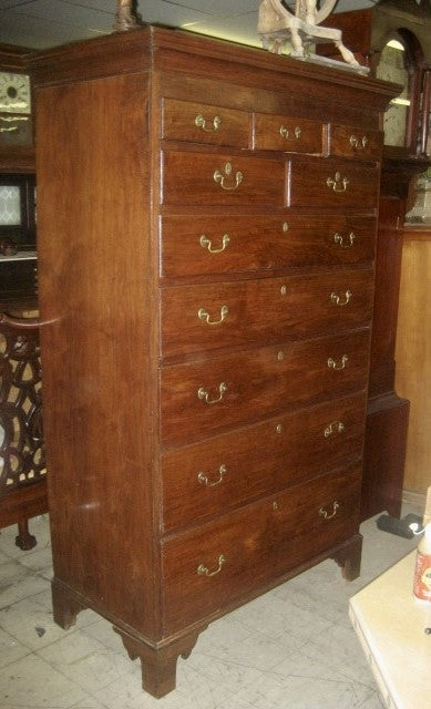 LATE 1700's AMERICAN TEN DRAWER CHEST OF DRAWERS