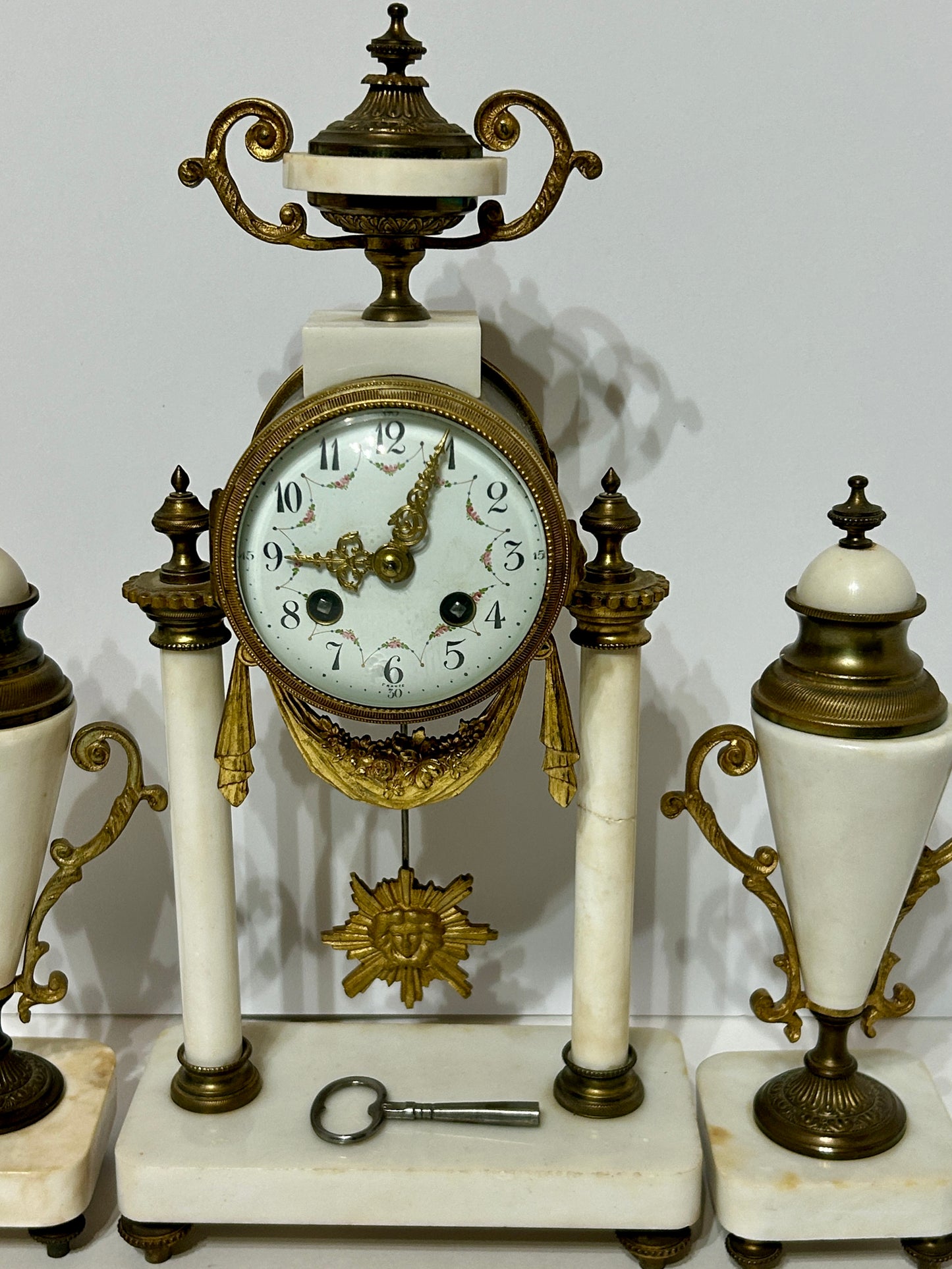 ANTIQUE FRENCH CLOCK AND GARNITURE BY CHARLES HOUR