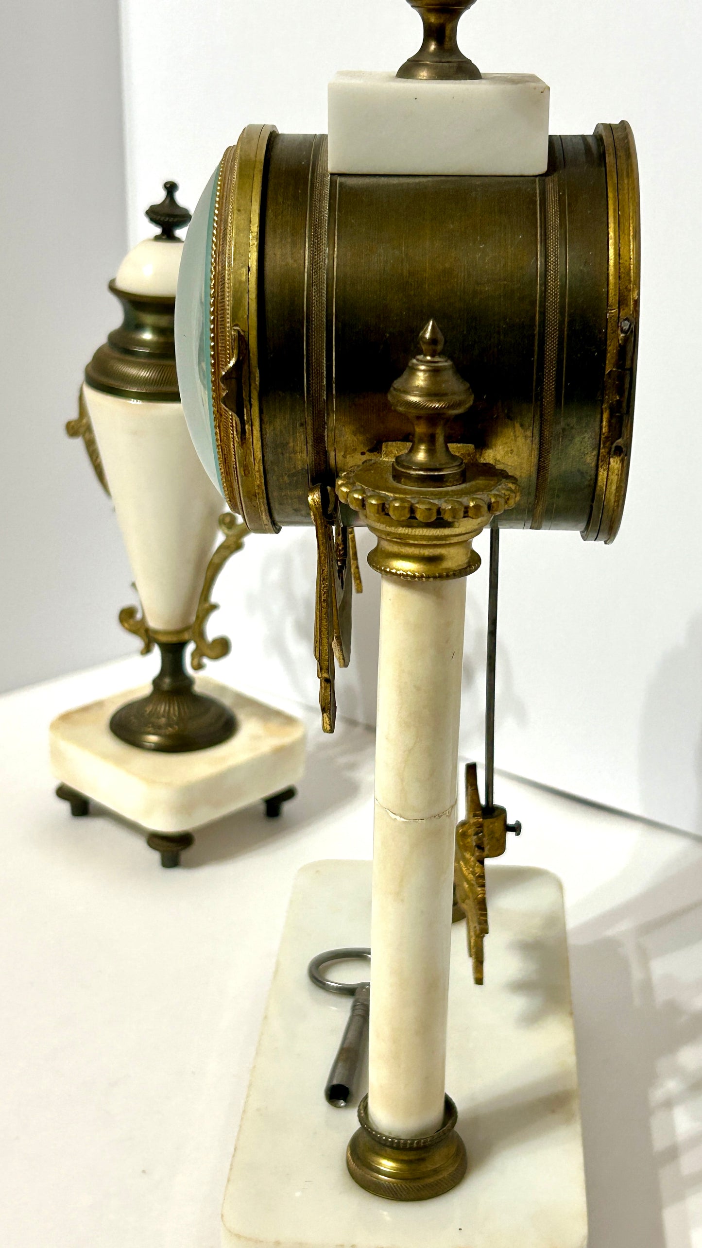 ANTIQUE FRENCH CLOCK AND GARNITURE BY CHARLES HOUR