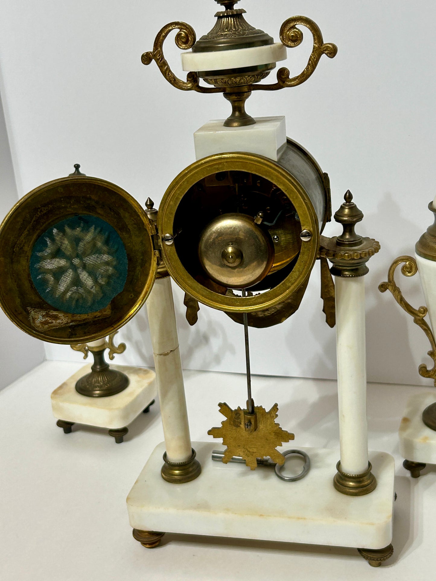 ANTIQUE FRENCH CLOCK AND GARNITURE BY CHARLES HOUR