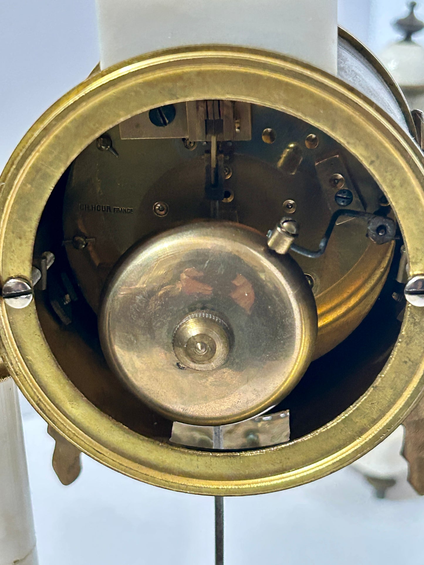 ANTIQUE FRENCH CLOCK AND GARNITURE BY CHARLES HOUR