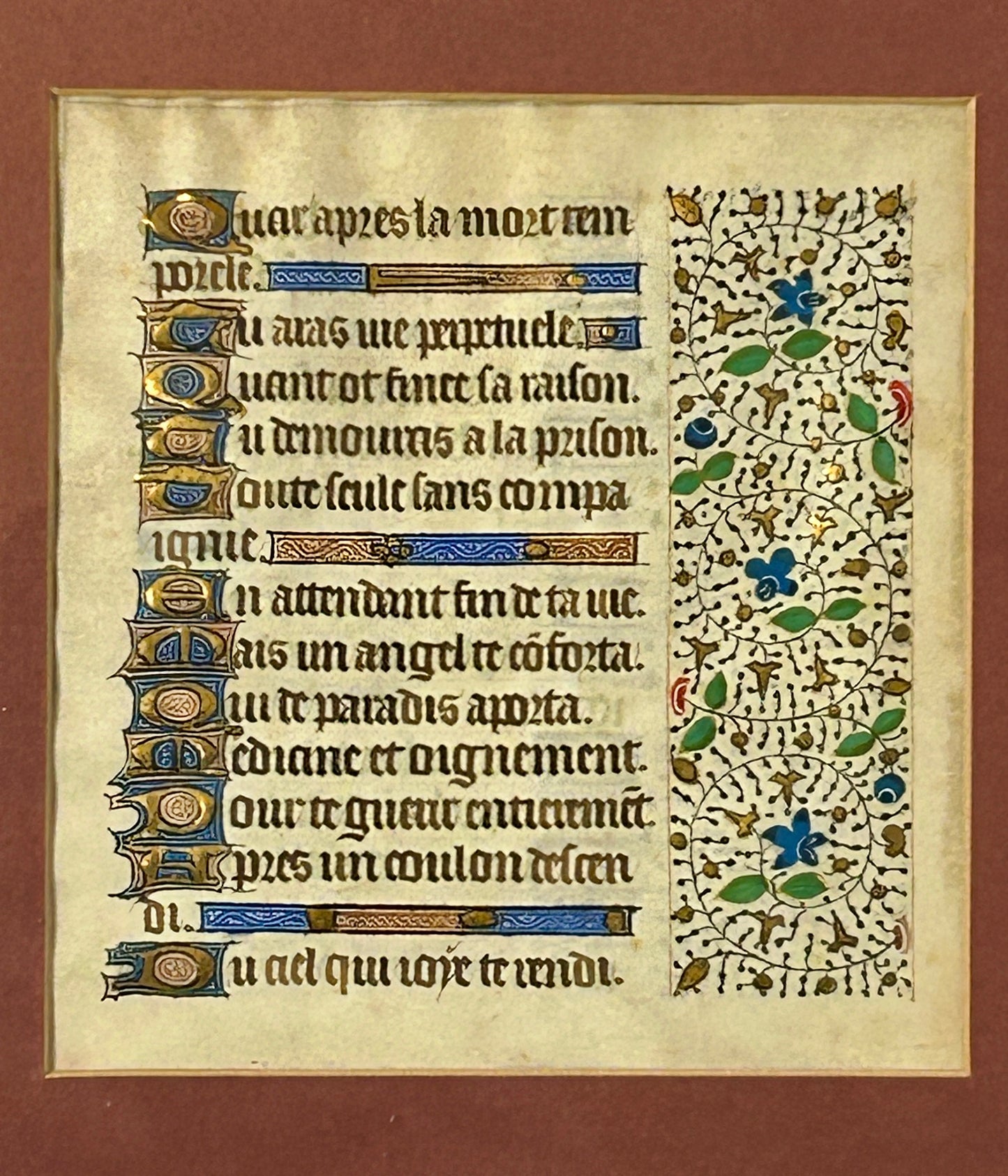 15TH CENTURY PARCHMENT DECORATED VELLUM PAGE