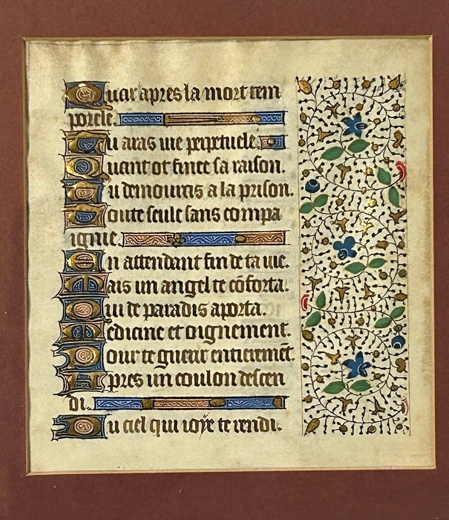 15TH CENTURY PARCHMENT DECORATED VELLUM PAGE
