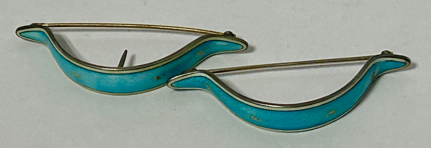 LINZ BROS. STERLING ENAMELED PAIR OF HAIR CLIPS