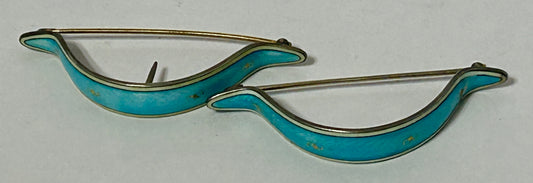 LINZ BROS. STERLING ENAMELED PAIR OF HAIR CLIPS