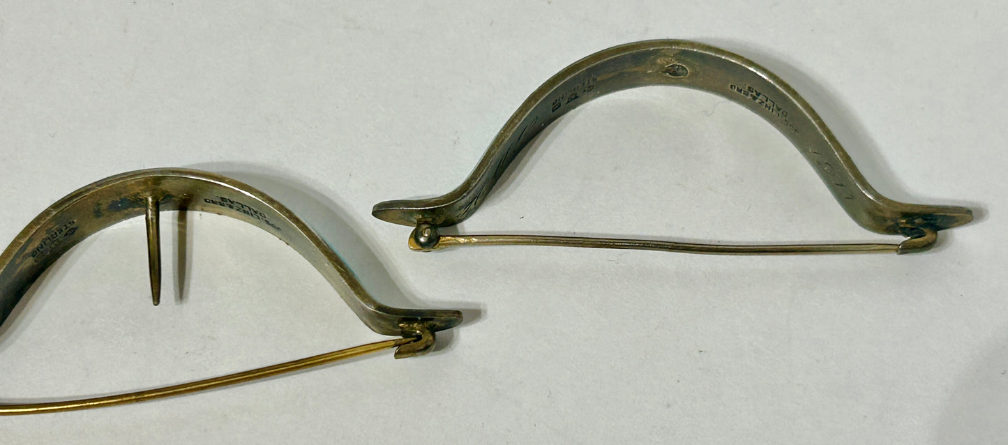 LINZ BROS. STERLING ENAMELED PAIR OF HAIR CLIPS