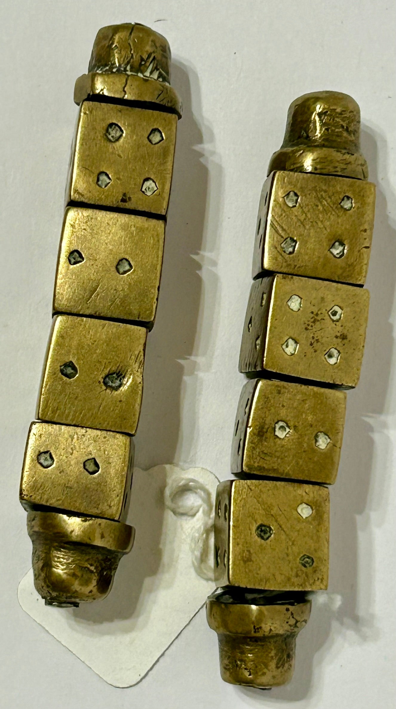 ANTIQUE GAMBLING BRASS DICE STRIPS PAIR