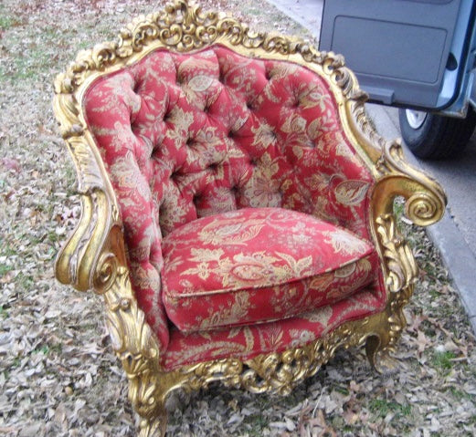 ANTIQUE KARPEN BROTHERS GILT SOFA AND CHAIRS