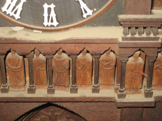 ANTIQUE FOLK ART JIG SAW CUT OUT LARGE NOTRE DAME CLOCK