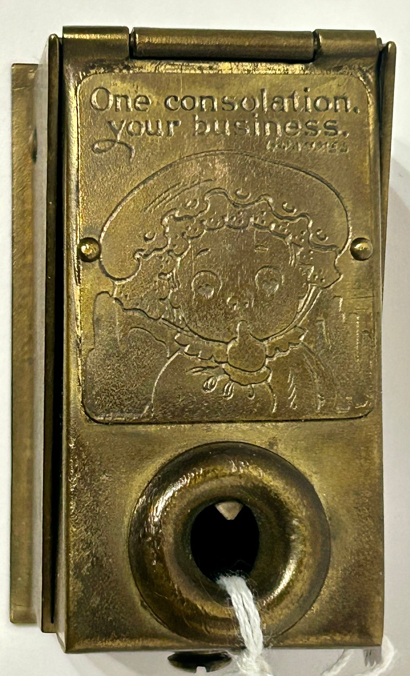 ANTIQUE CIGAR NIPPER  BRASS WITH LITTLE GIRL DESIGN
