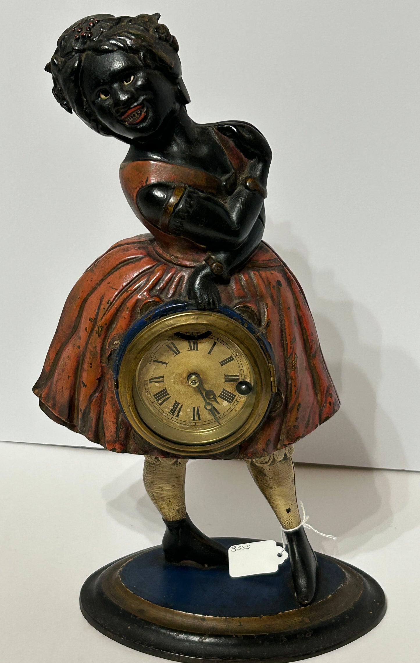 TOPSY BLINKING EYE FIGURAL ANTIQUE CLOCK