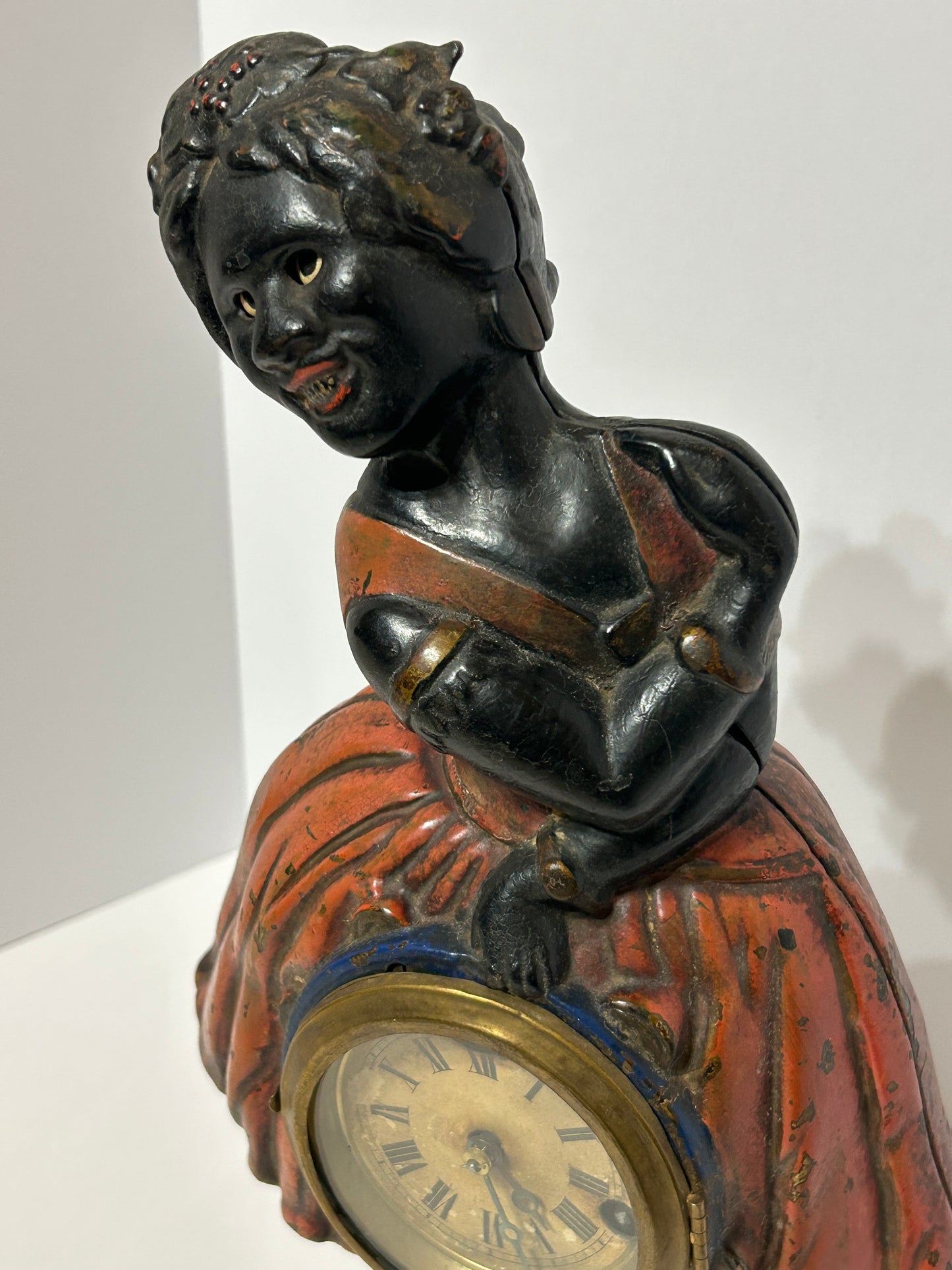 TOPSY BLINKING EYE FIGURAL ANTIQUE CLOCK