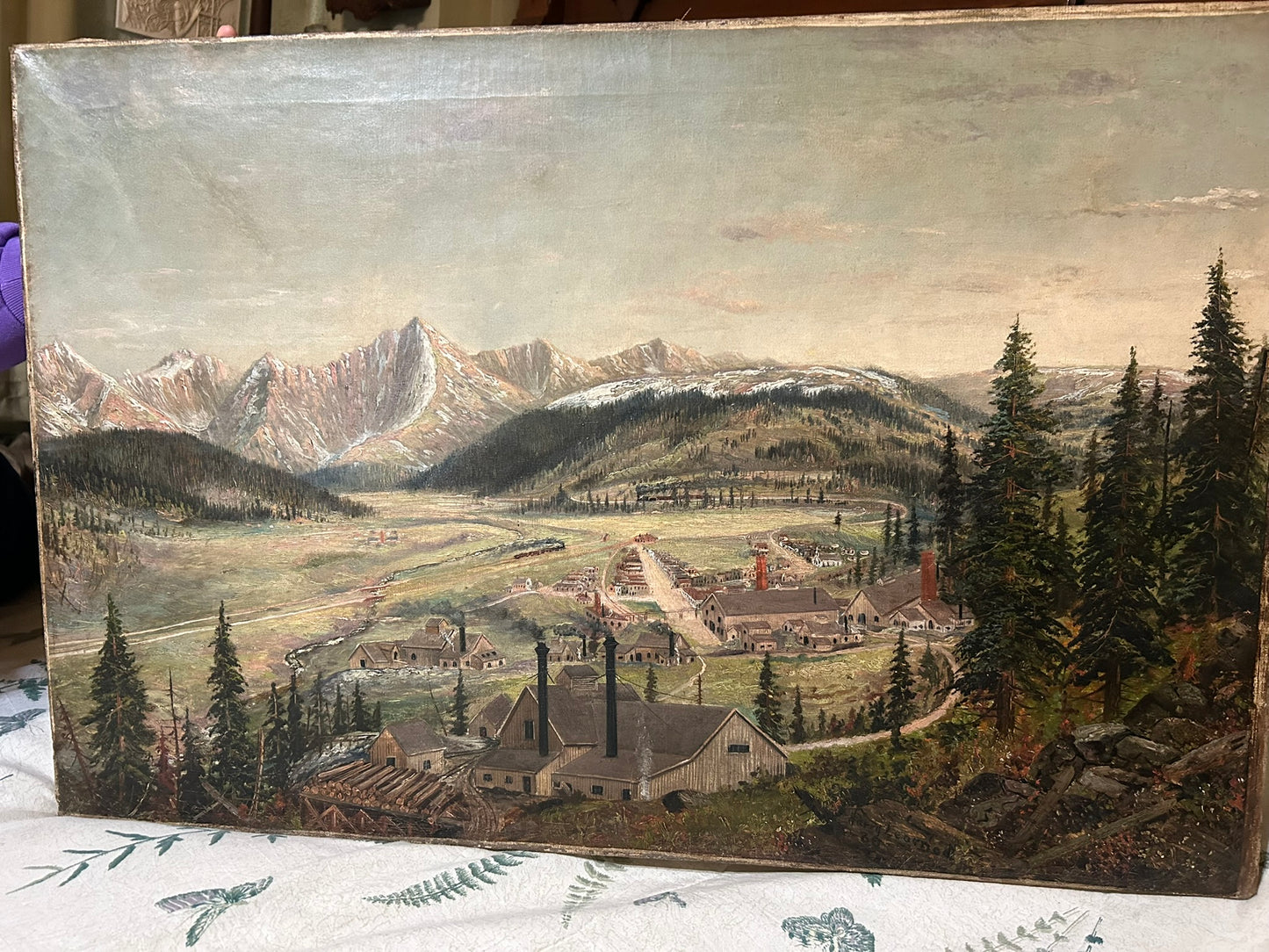 COLORADO MINING SCENE PAINTING 1880 BY HARRY LEARNED