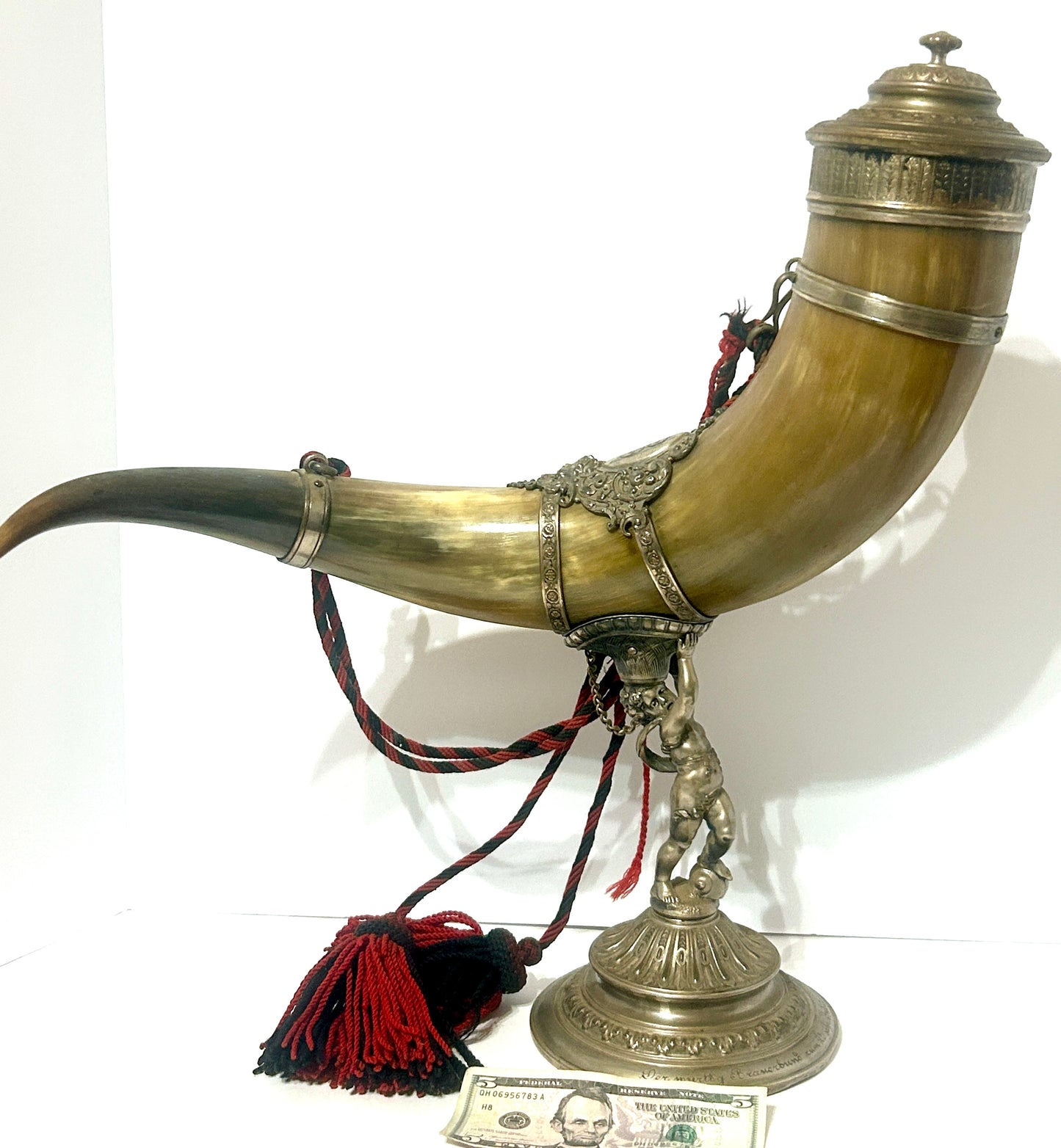 HORN FANCY MOUNTED COMMEMORATIVE  PIECE DATED 1894