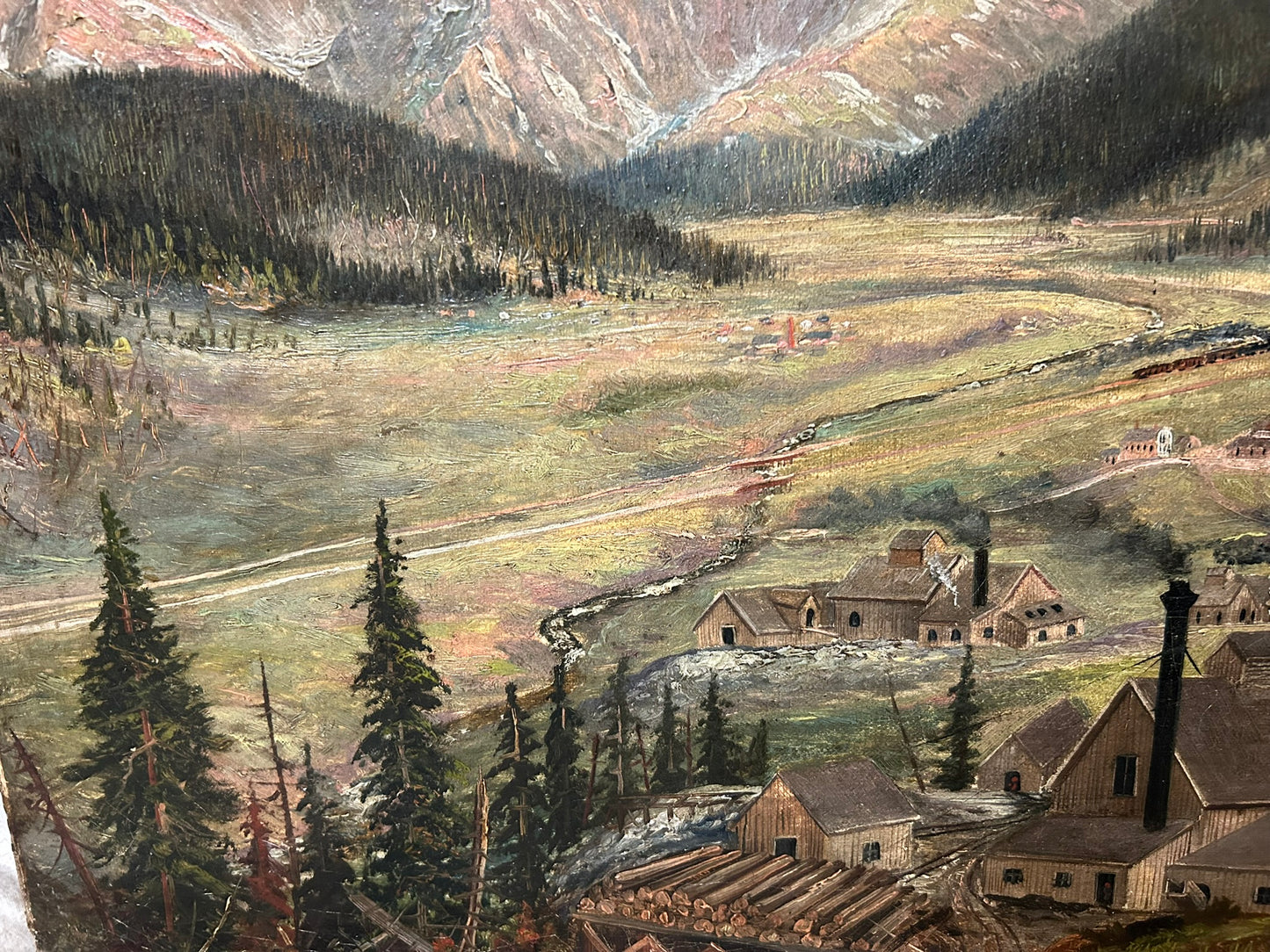 COLORADO MINING SCENE PAINTING 1880 BY HARRY LEARNED