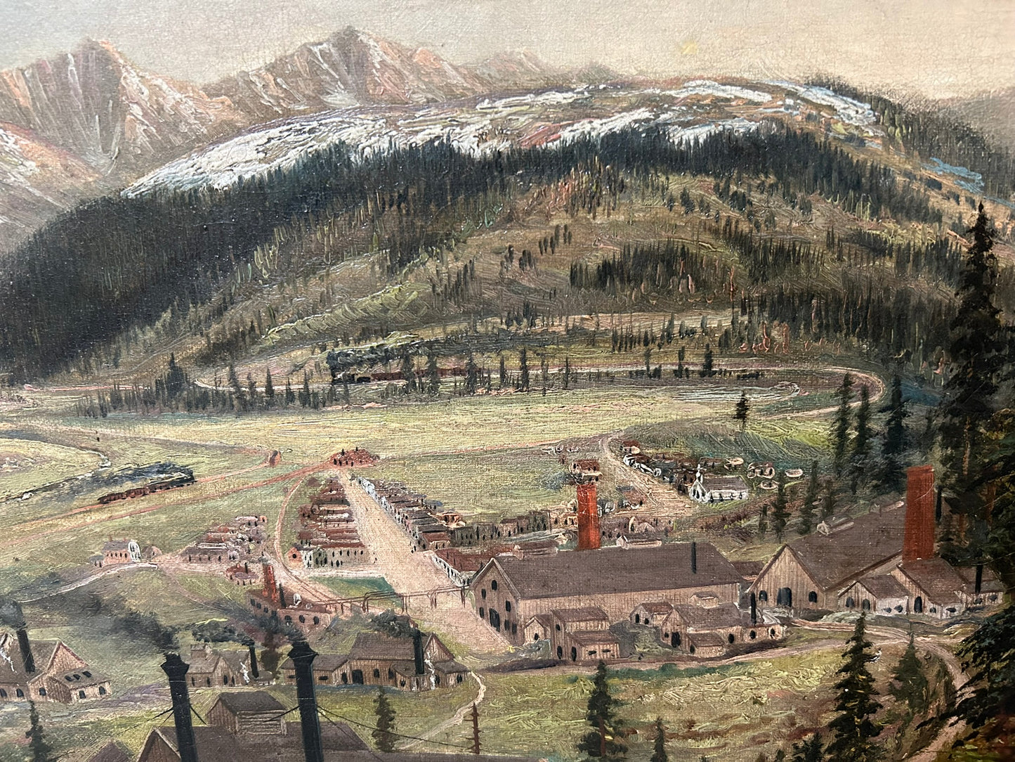 COLORADO MINING SCENE PAINTING 1880 BY HARRY LEARNED