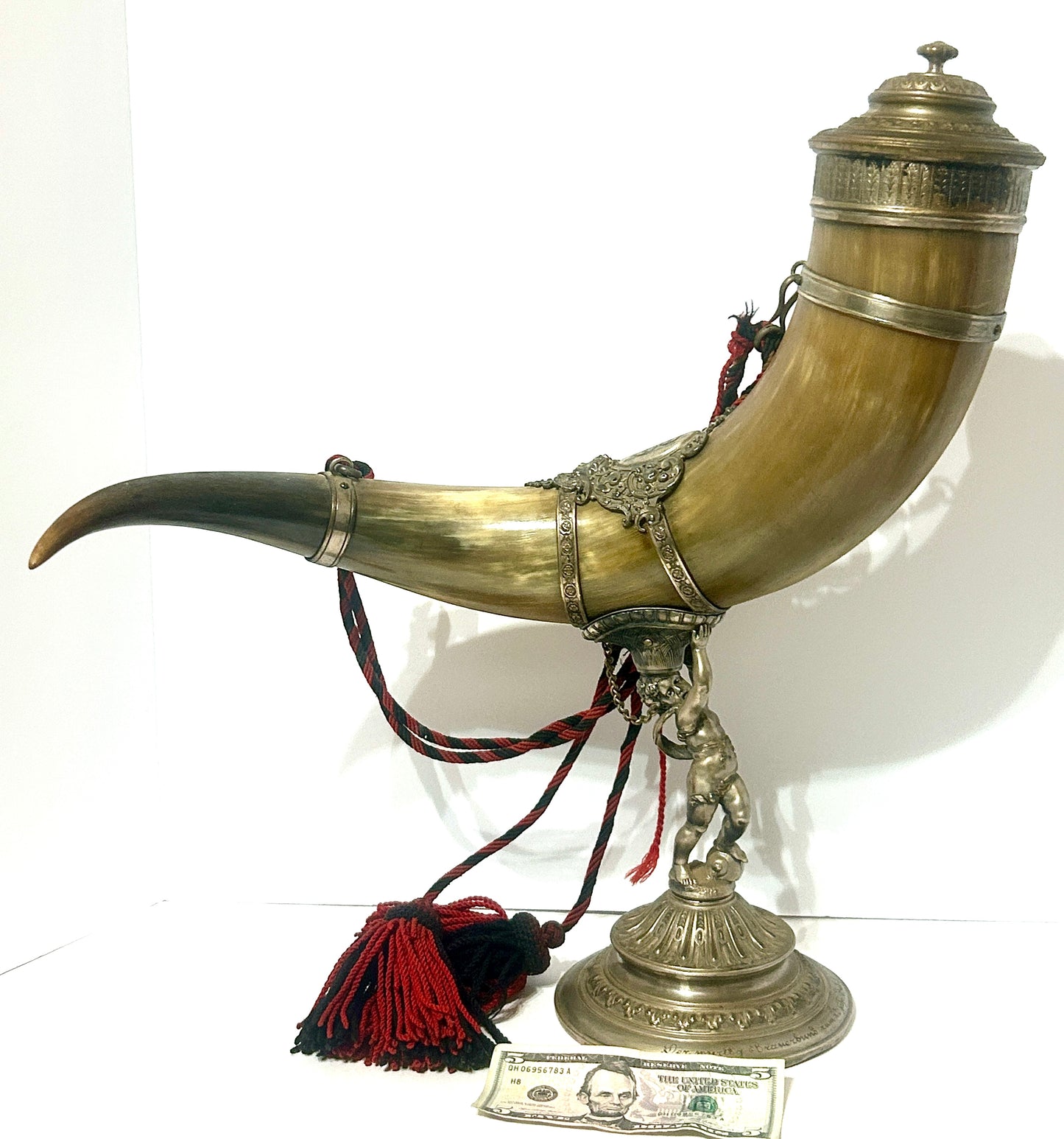 HORN FANCY MOUNTED COMMEMORATIVE  PIECE DATED 1894