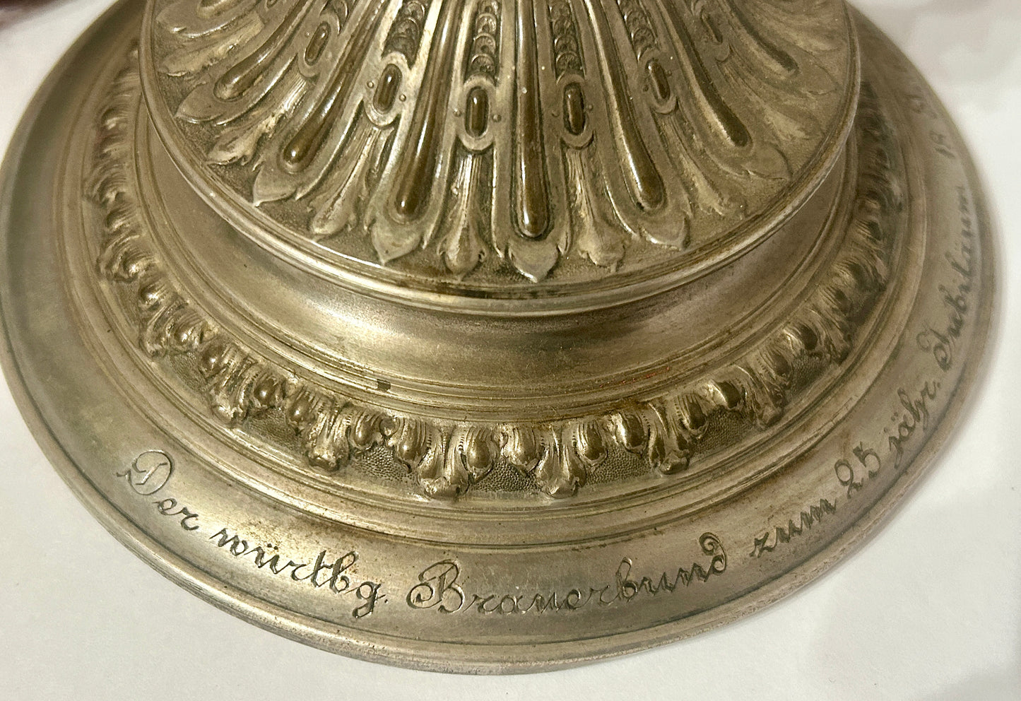 HORN FANCY MOUNTED COMMEMORATIVE  PIECE DATED 1894