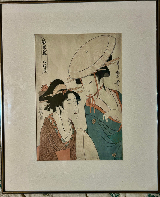 KITAGAWA UTAMARO 1753-1806 JAPANESE WOODBLOCK PRINT OF "GEISHA"