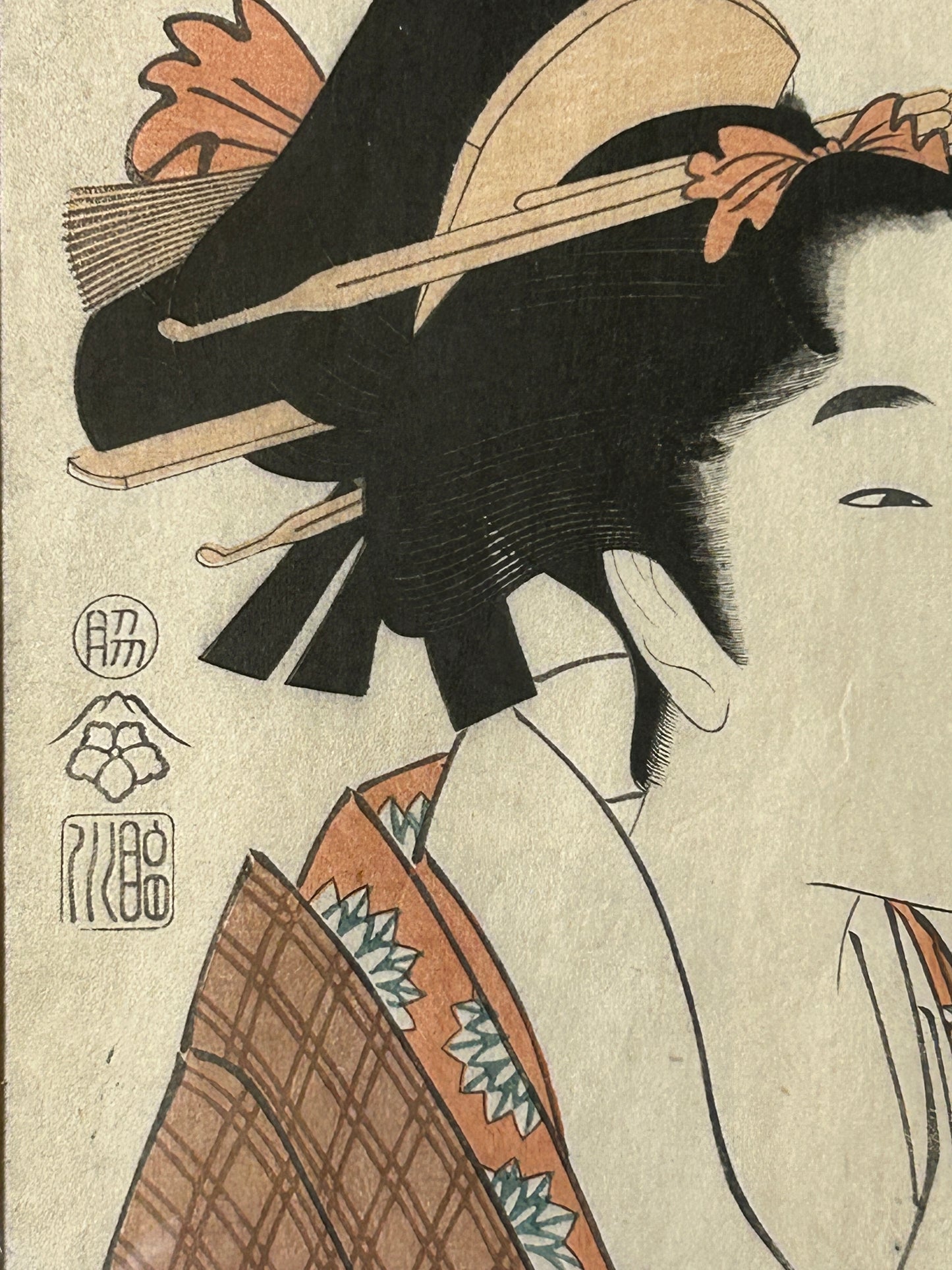 KITAGAWA UTAMARO 1753-1806 JAPANESE WOODBLOCK PRINT OF "GEISHA"
