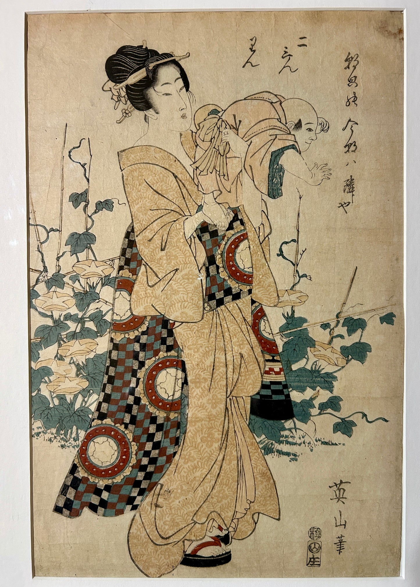 JAPANESE WOODBLOCK PRINT BY KIKUKAWA EIZAN 1787-1867