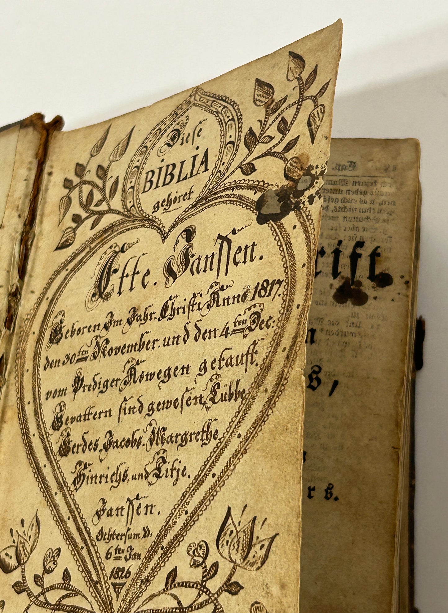 FRAKTUR HEART DESIGN 1826 BOOKPLATE