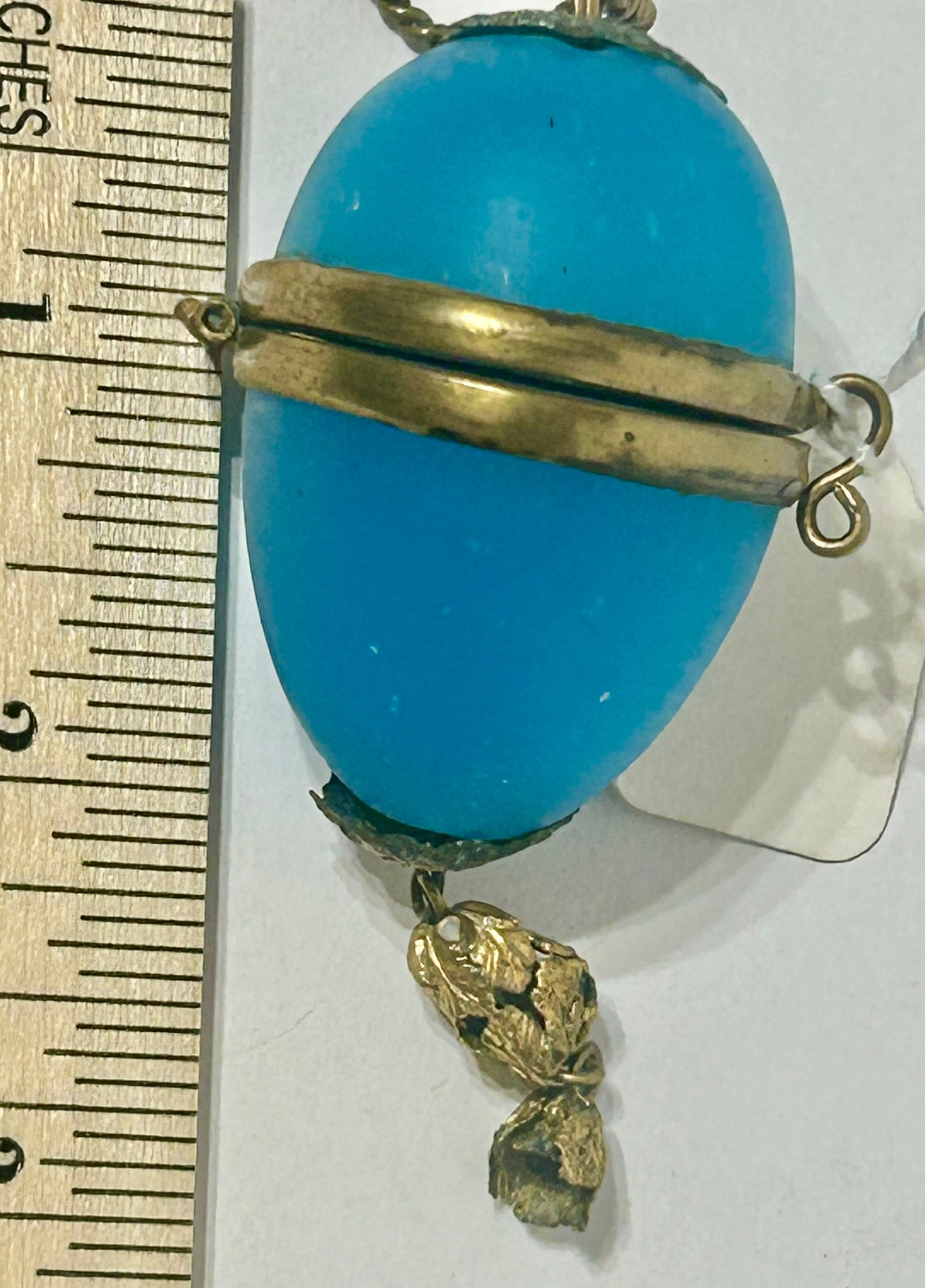 FRENCH OPALINE ANTIQUE BLUE GLASS EGG ETUI BOX