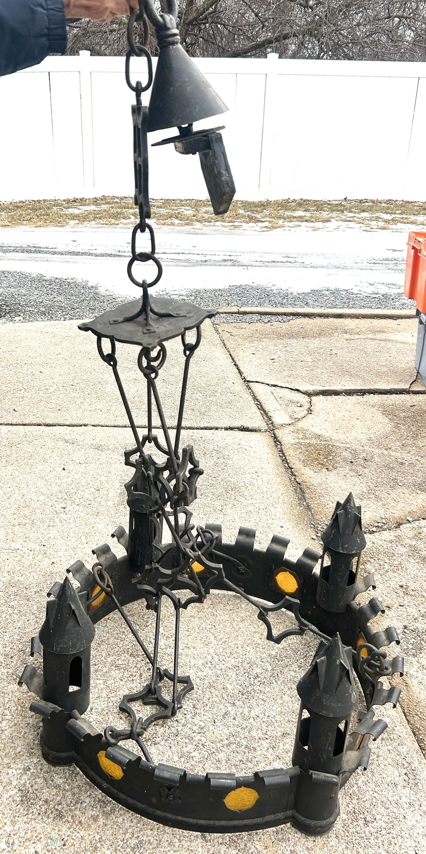 RALPH ADAMS CRAM 1863-1942 FAMOUS BOSTON ARCHITECT GOTHIC REVIVAL DESIGN HANGING LAMP