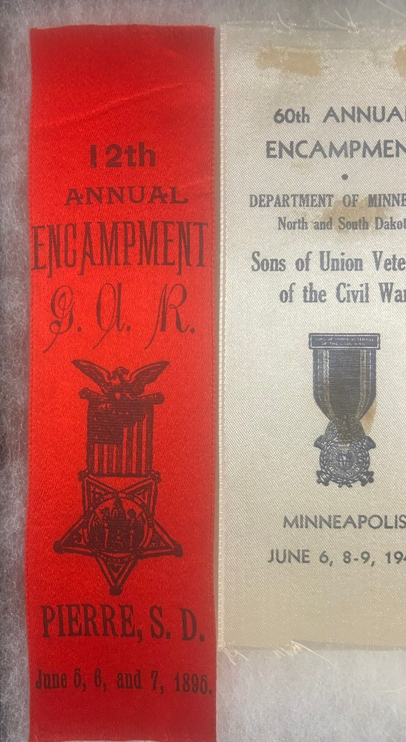 CIVIL WAR GROUP OF FIVE G.A.R. RIBBON MEDALS SOUTH DAKOTA, NEBR., MINN.