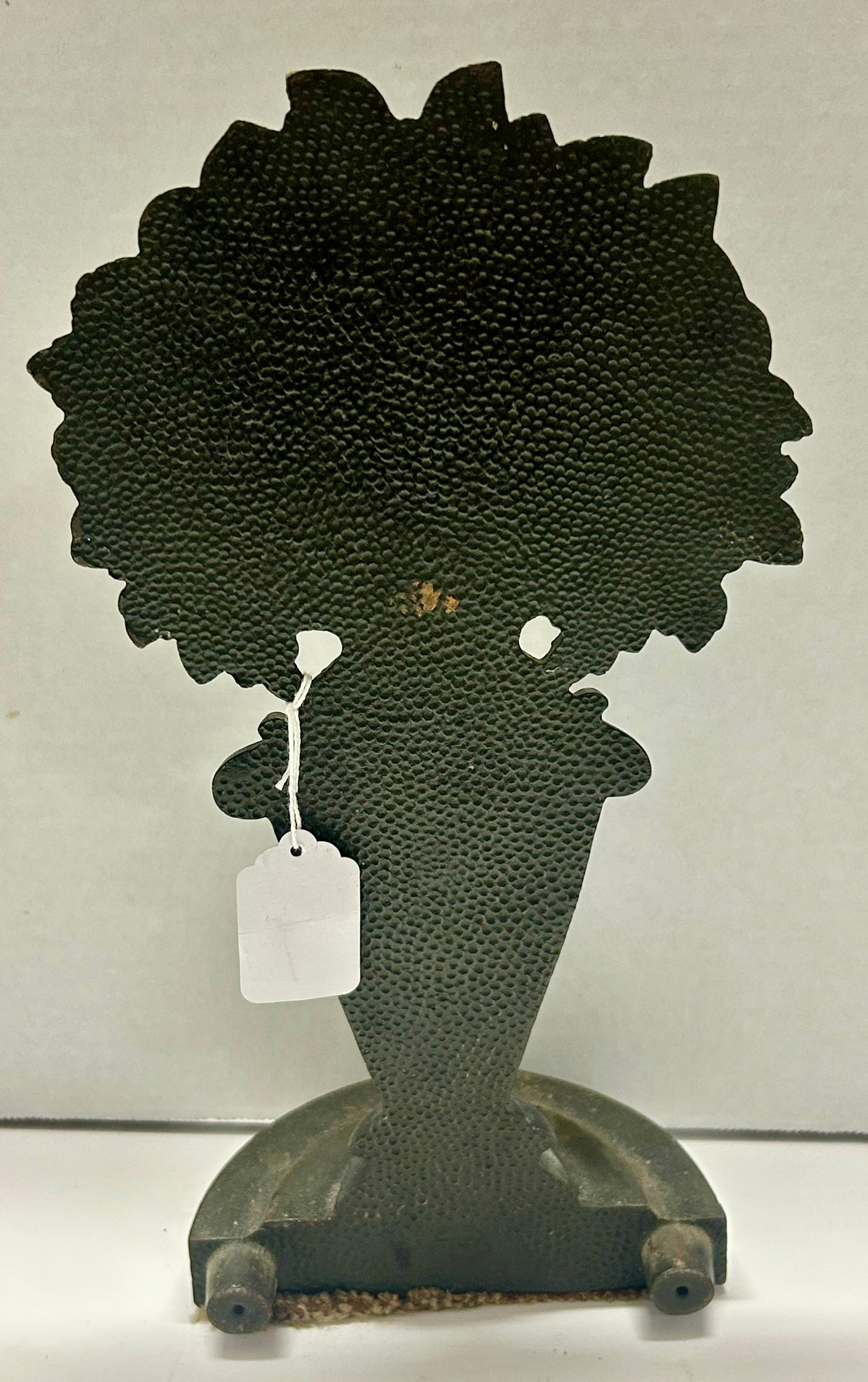 CAST IRON DOORSTOP WITH MIXED FLOWERS IN VASE BY BRADLEY & HUBBARD