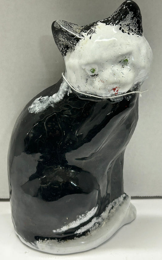 CAST IRON CAT LICKING PAW ANTIQUE DOORSTOP