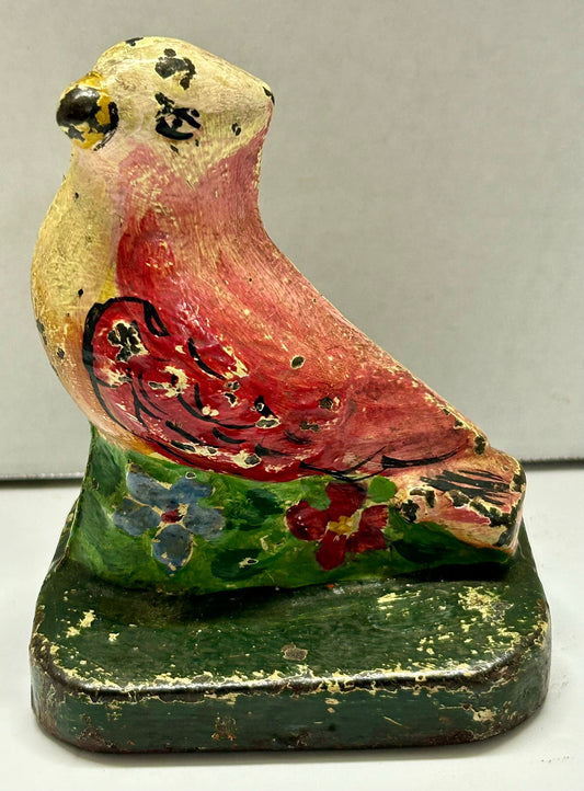 ANTIQUE CAST IRON DOORSTOP OF FULL FIGURE BIRD