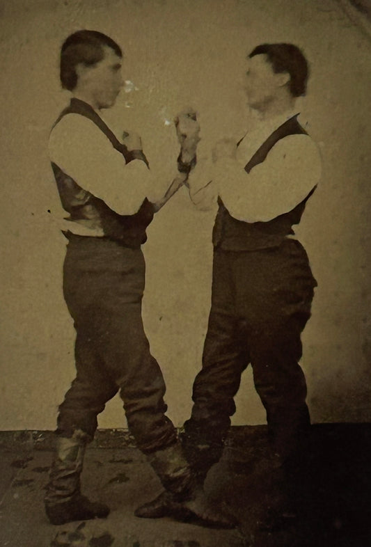 ANTIQUE TINTYPE OF PAIR OF BOXERS
