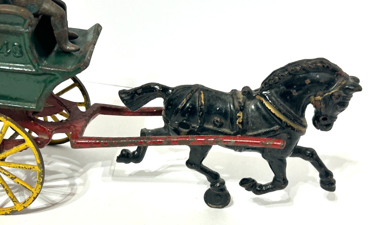 ANTIQUE CAST IRON TOY EXPRESS HORSE DRAWN FARM WAGON