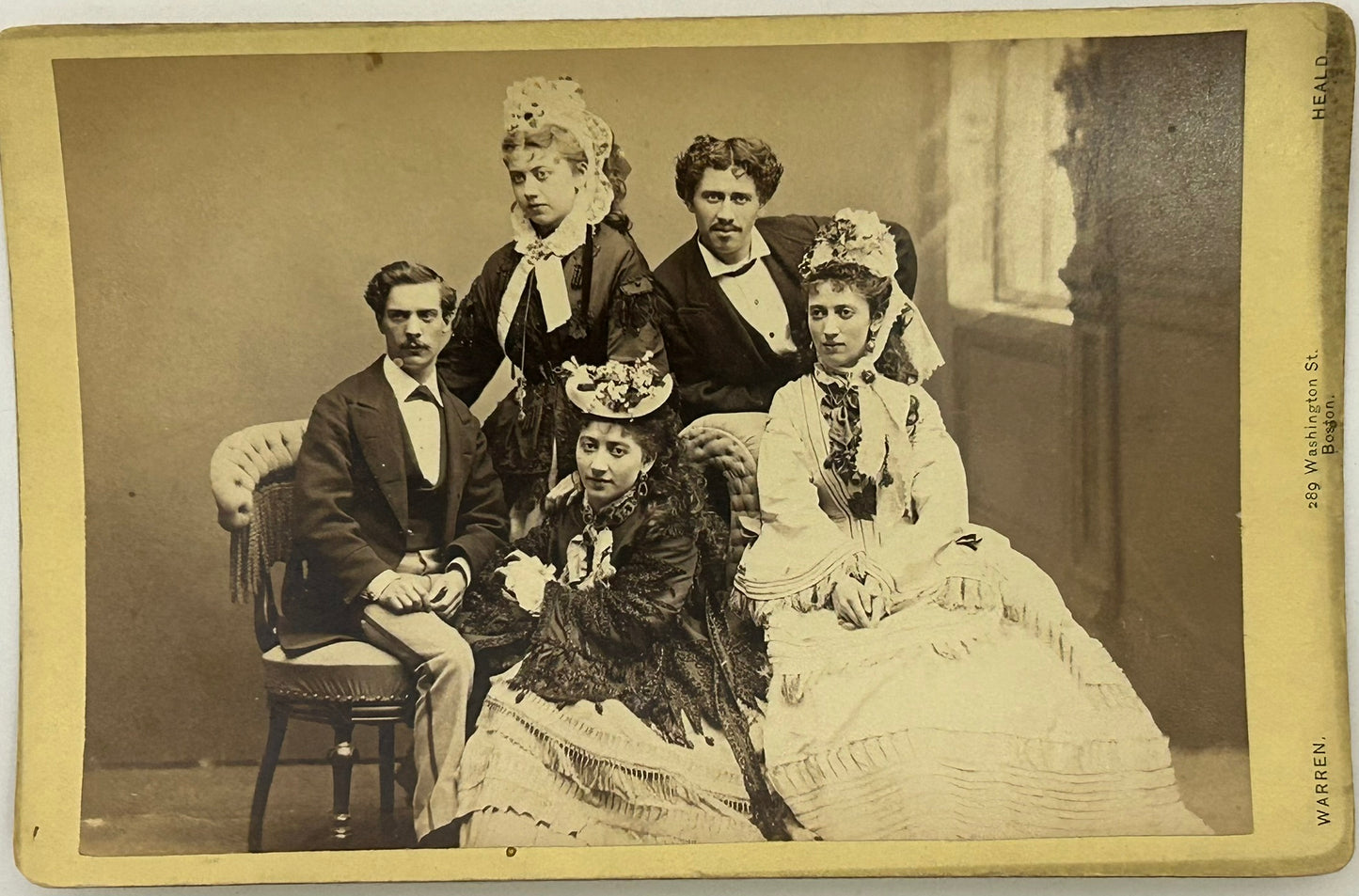 ANTIQUE CABINET CARD PHOTOGRAPH OF EARLY STAGE PERFORMERS FAMILY