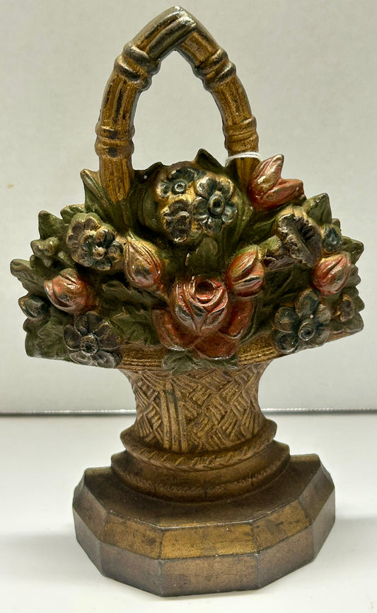 CAST IRON MIXED FLOWERS IN BASKET DOORSTOP
