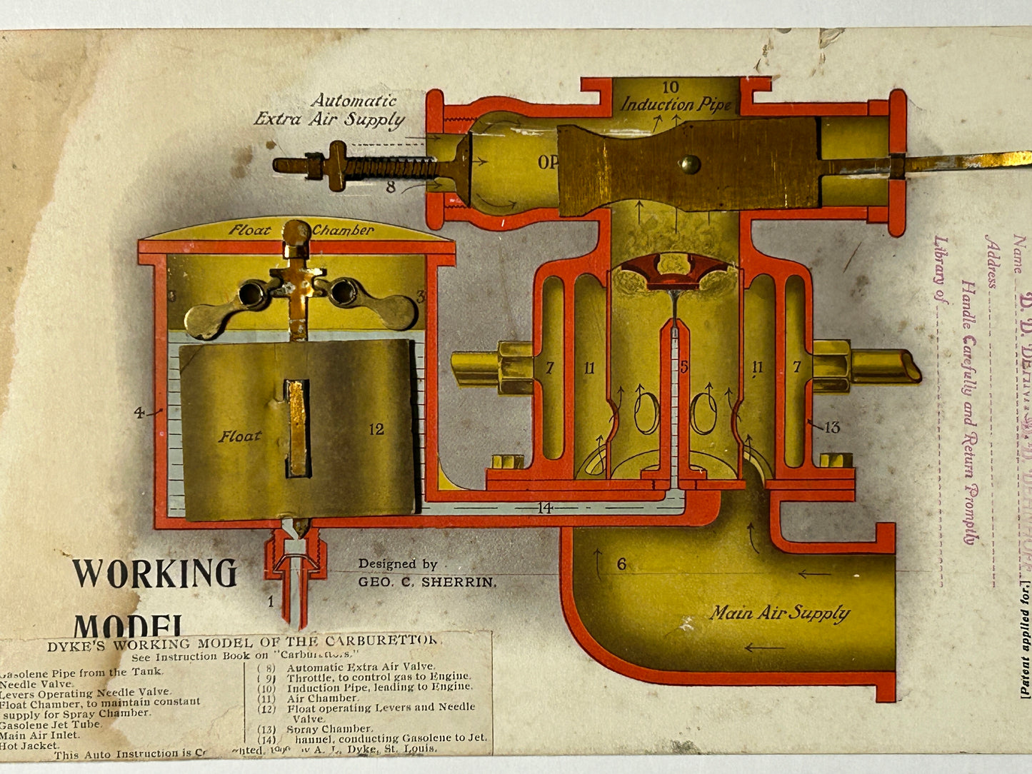 DYKE'S WORKING MODELS OF GASOLINE ENGINES PAT. 1909 AND 1916