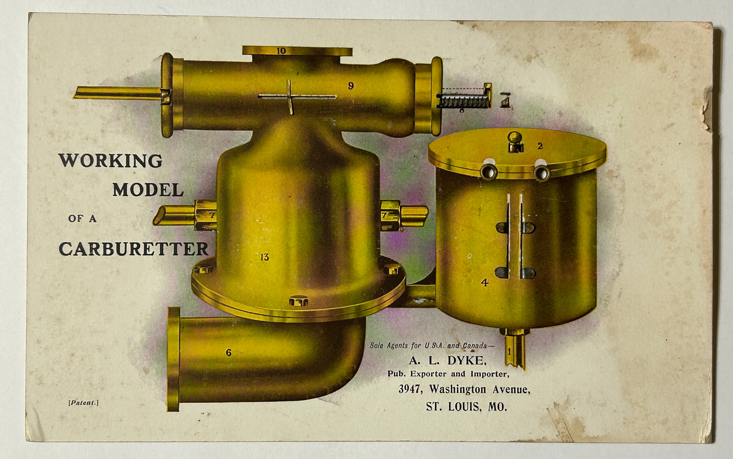 DYKE'S WORKING MODELS OF GASOLINE ENGINES PAT. 1909 AND 1916