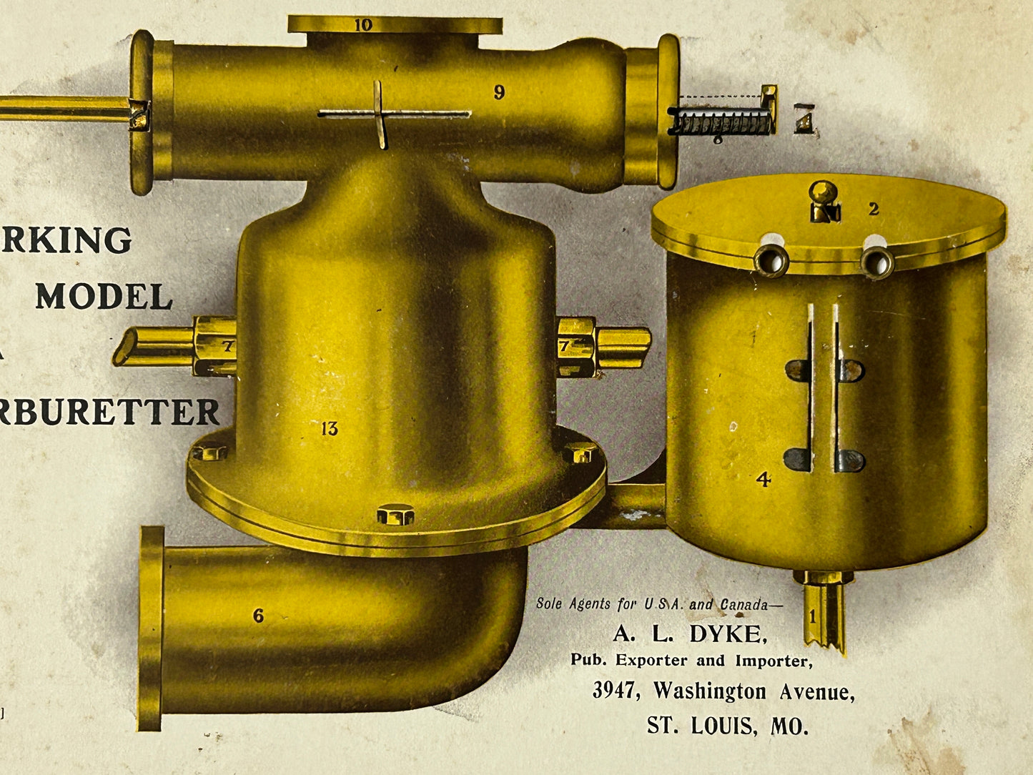DYKE'S WORKING MODELS OF GASOLINE ENGINES PAT. 1909 AND 1916