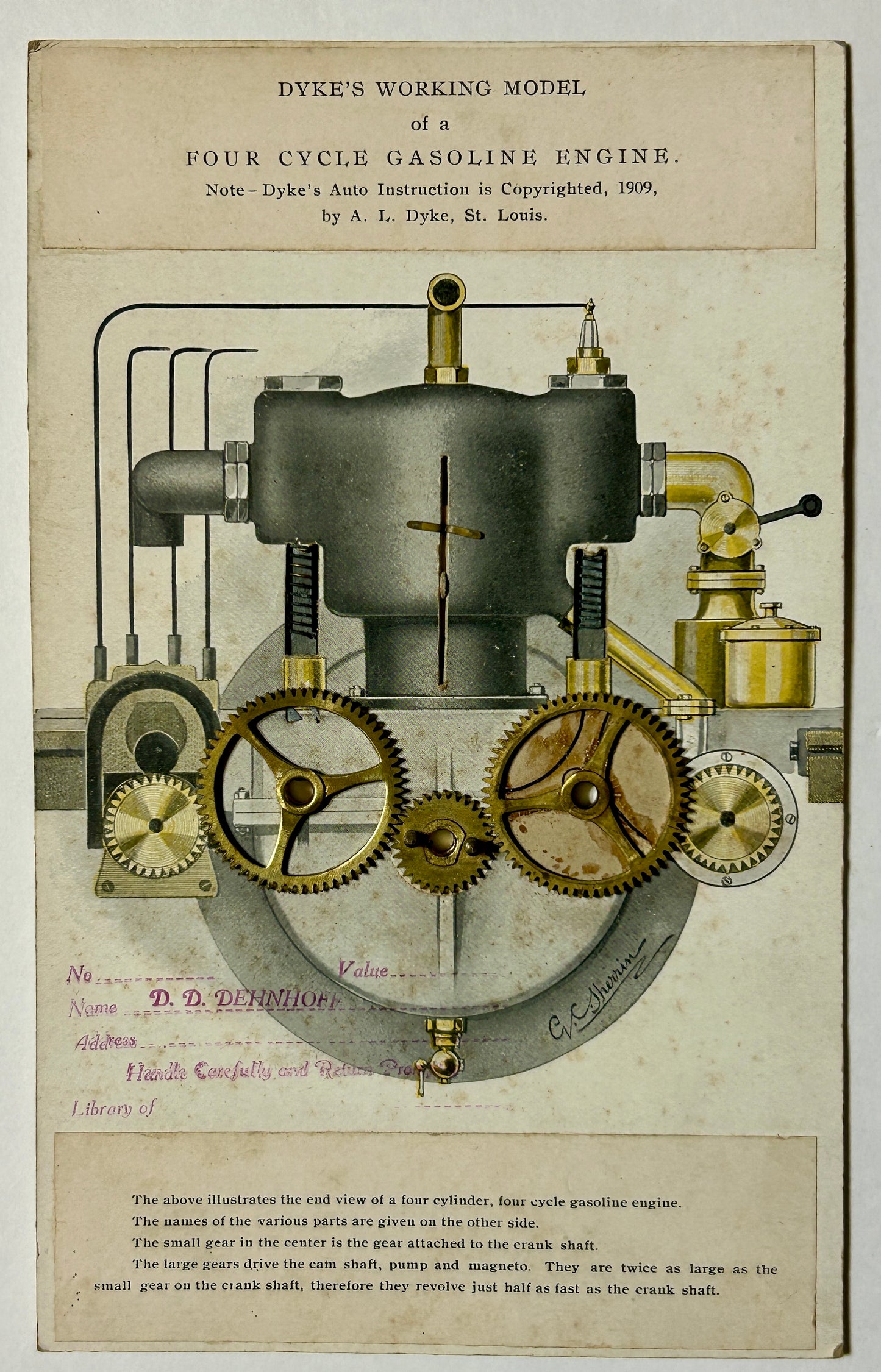 DYKE'S WORKING MODELS OF GASOLINE ENGINES PAT. 1909 AND 1916