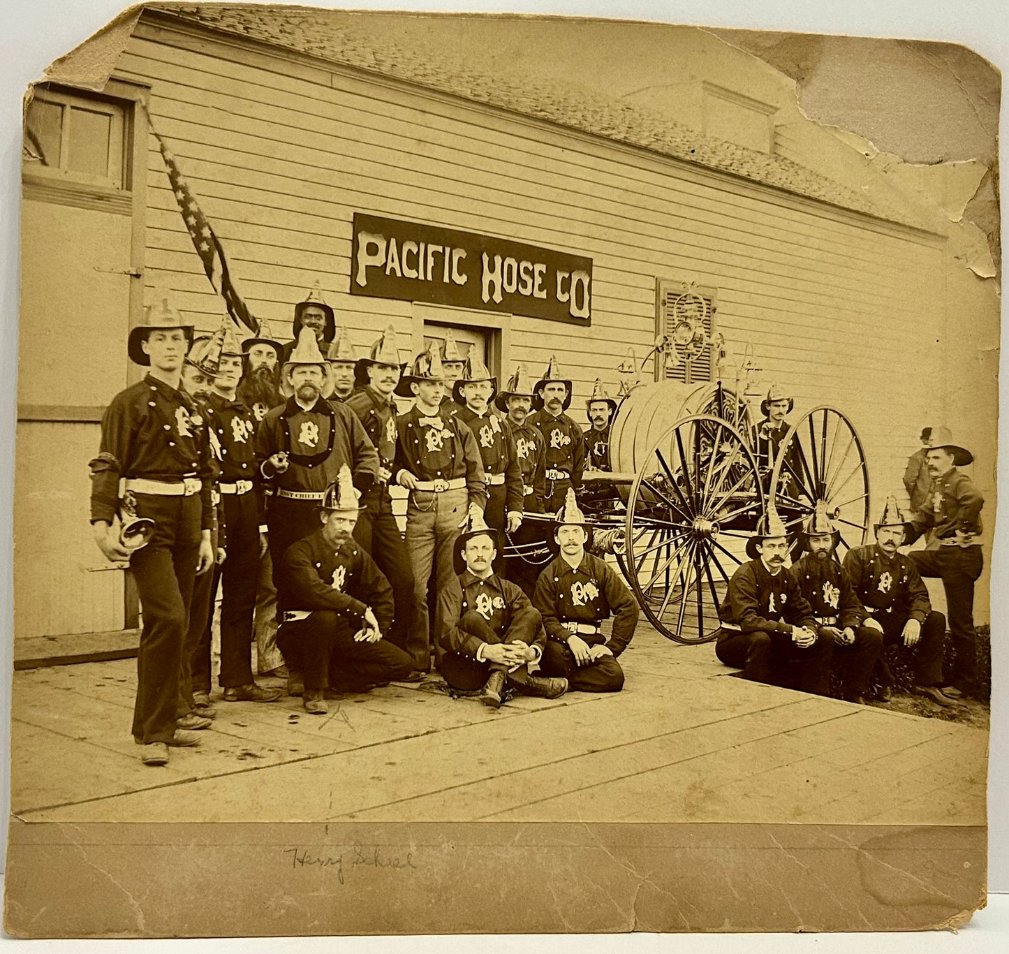 FIRE COMPANY EARLY PHOTOGRAPH OF PACIFIC HOSE IN GRAND ISLAND, NEBRASKA