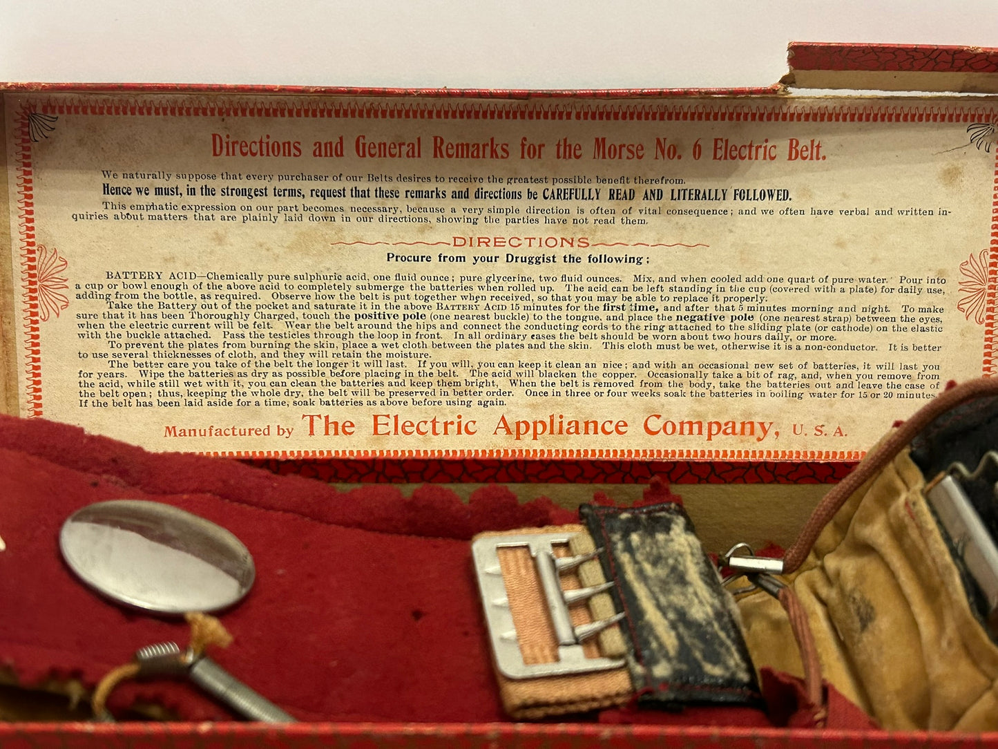 MORSE ELECTRIC BELT WITH ORIGINAL BOX AND INSTRUCTIONS