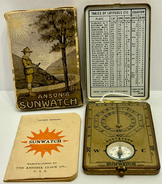 ANSONIA SUN WATCH WITH ORIGINAL BOX AND INSTRUCTIONS 1921