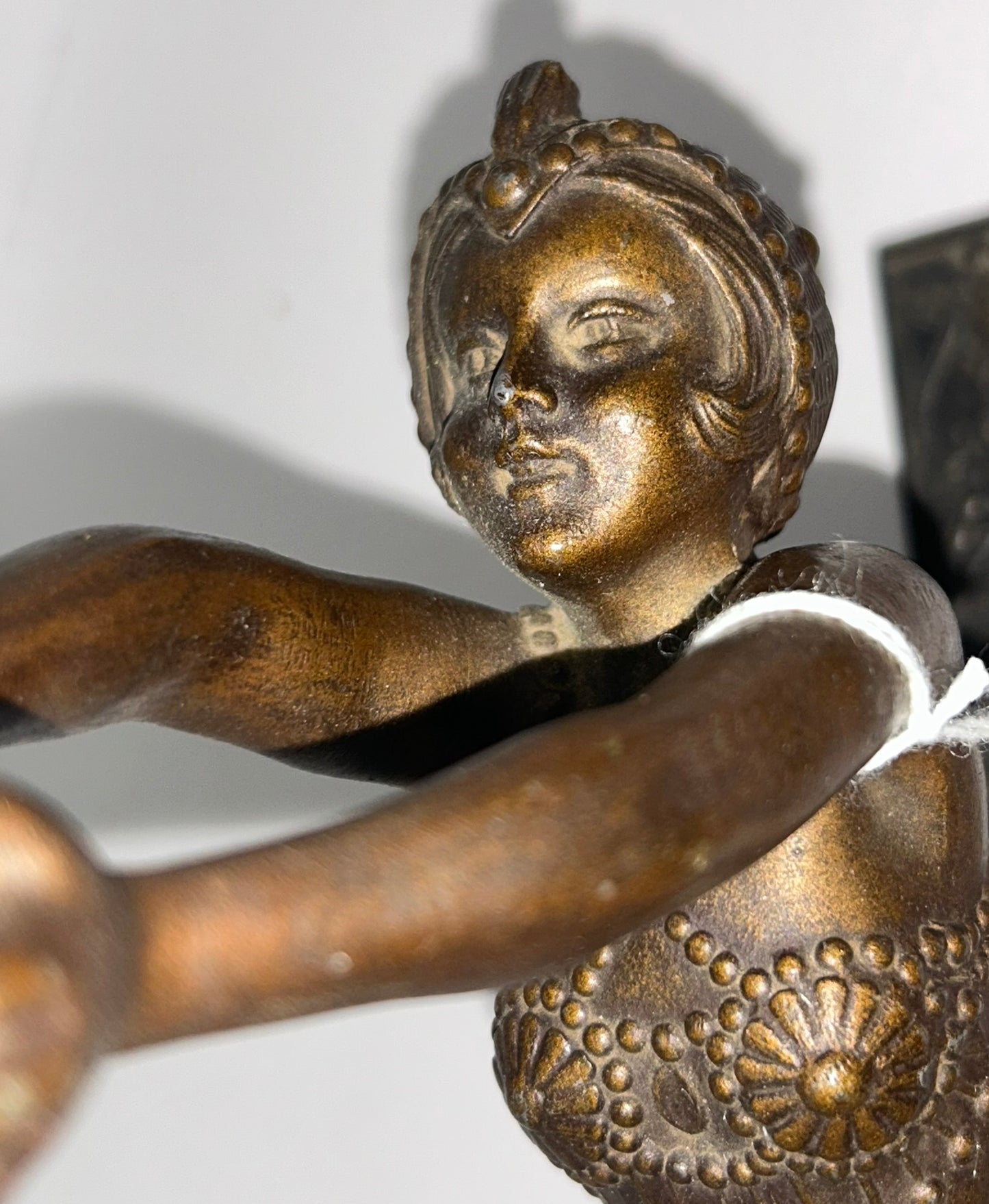 DECO LADY HOLDING INCENSE BURNER WITH BRONZE FINISH