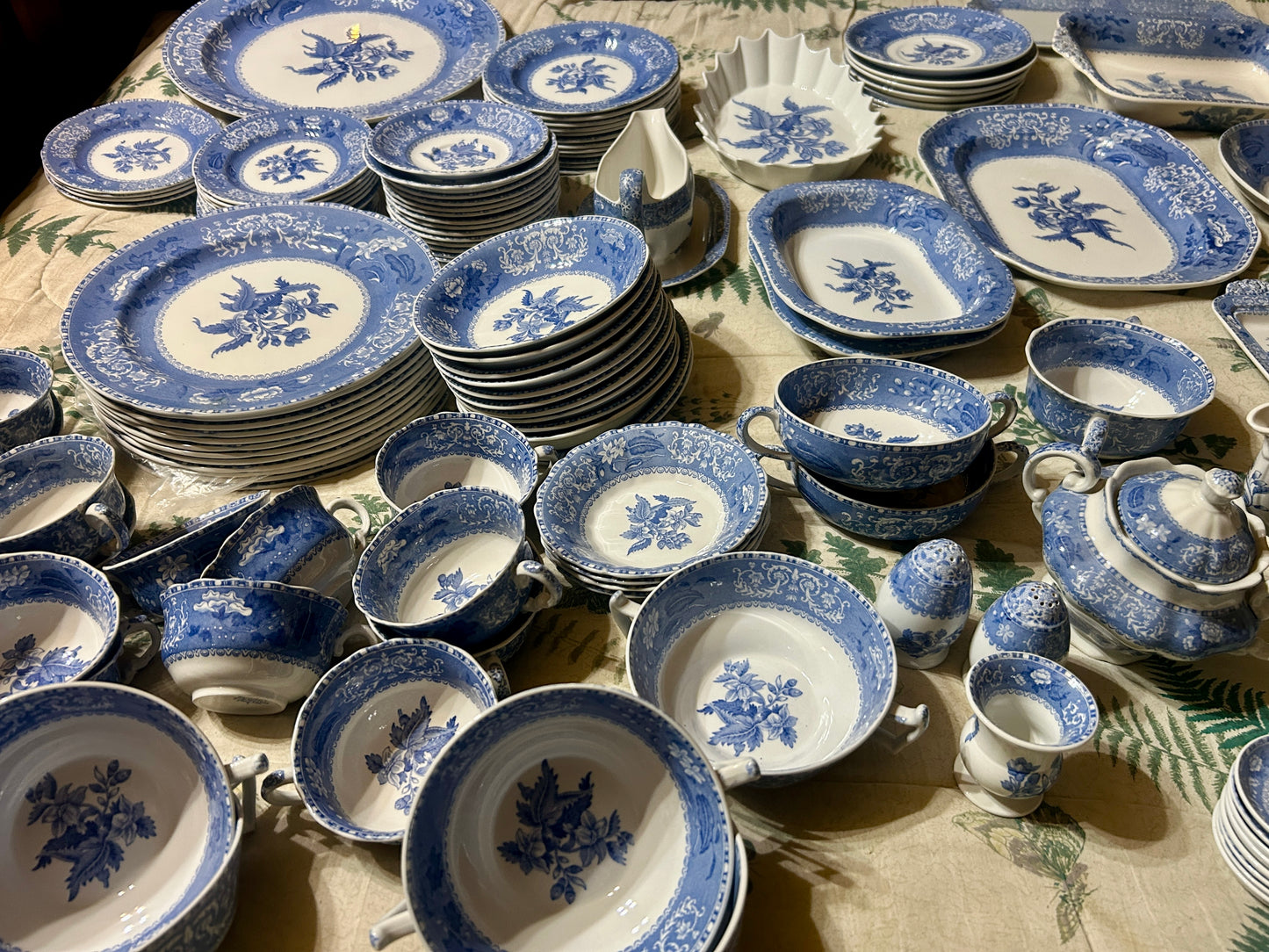 SPODE CAMILLA COPELAND BLUE AND WHITE SET OF EARTHENWARE.  CALL OR TEXT FOR PRICE