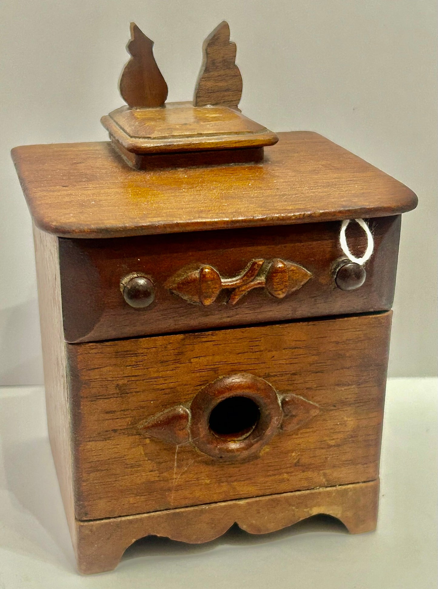 WOODEN FOLK ART ANTIQUE FIGURAL DRESSER BANK