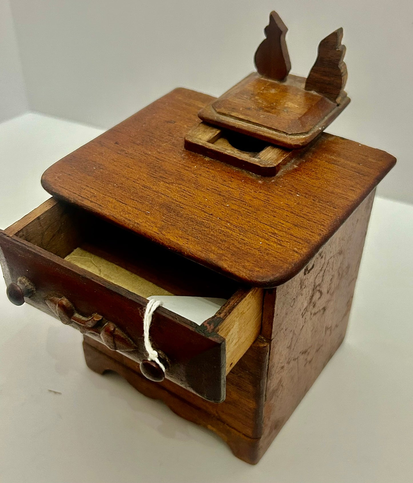 WOODEN FOLK ART ANTIQUE FIGURAL DRESSER BANK