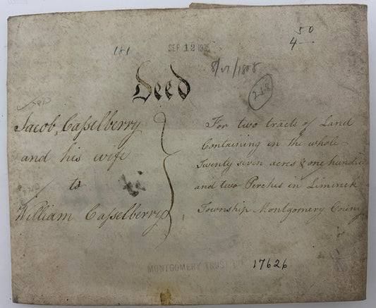1808 VELLUM INDENTURE FROM MONTGOMERY COUNTY PENNSYLVANIA
